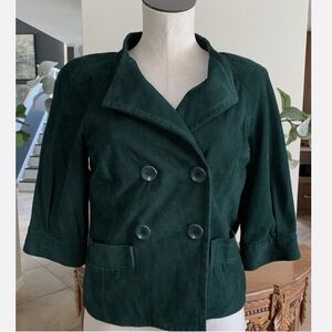 talbots women new with tags Green Suede double breasted 3/4 sleeve jacket